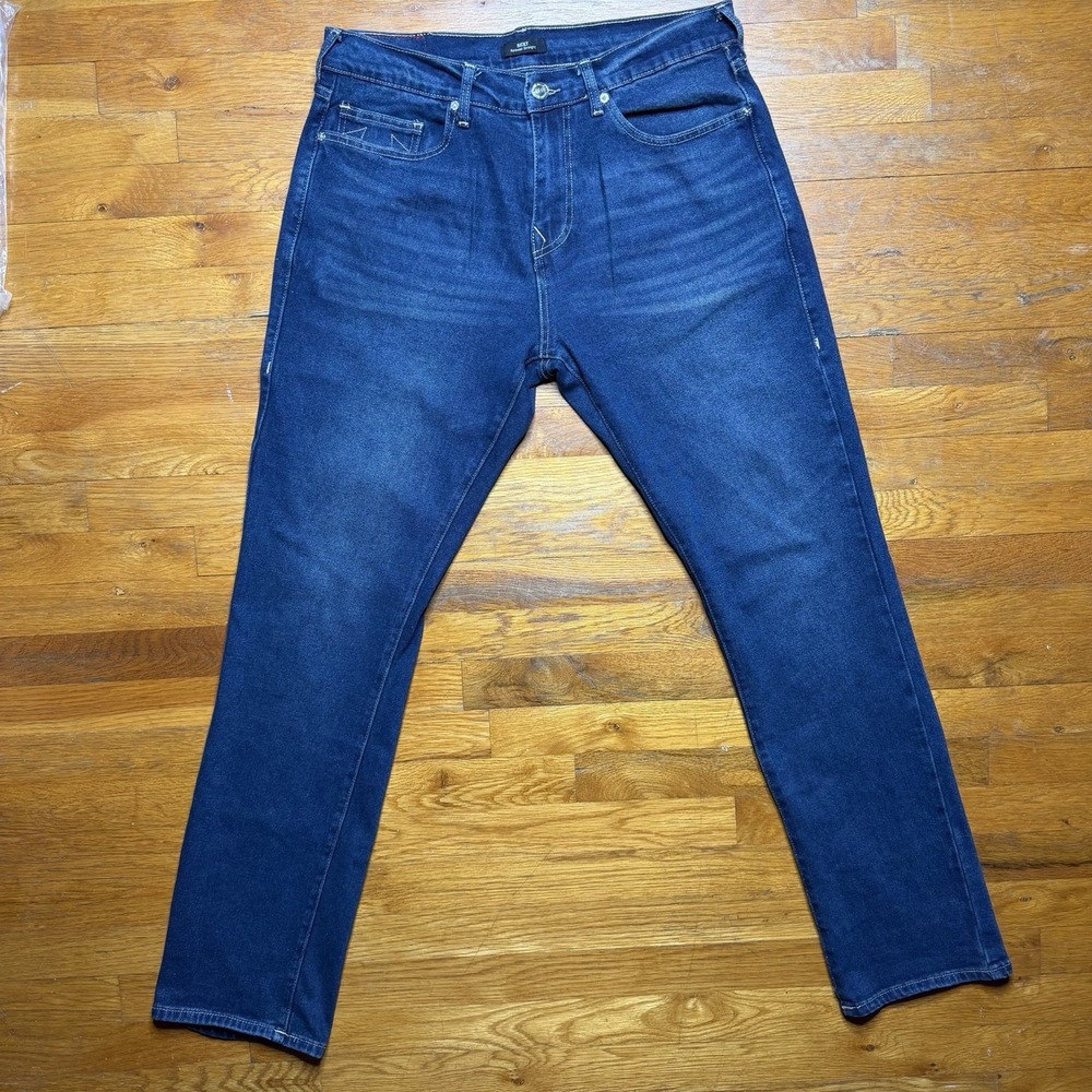 True Religion Men's 34x34 Ricky Jeans Relaxed Straight Blue Dark Wash